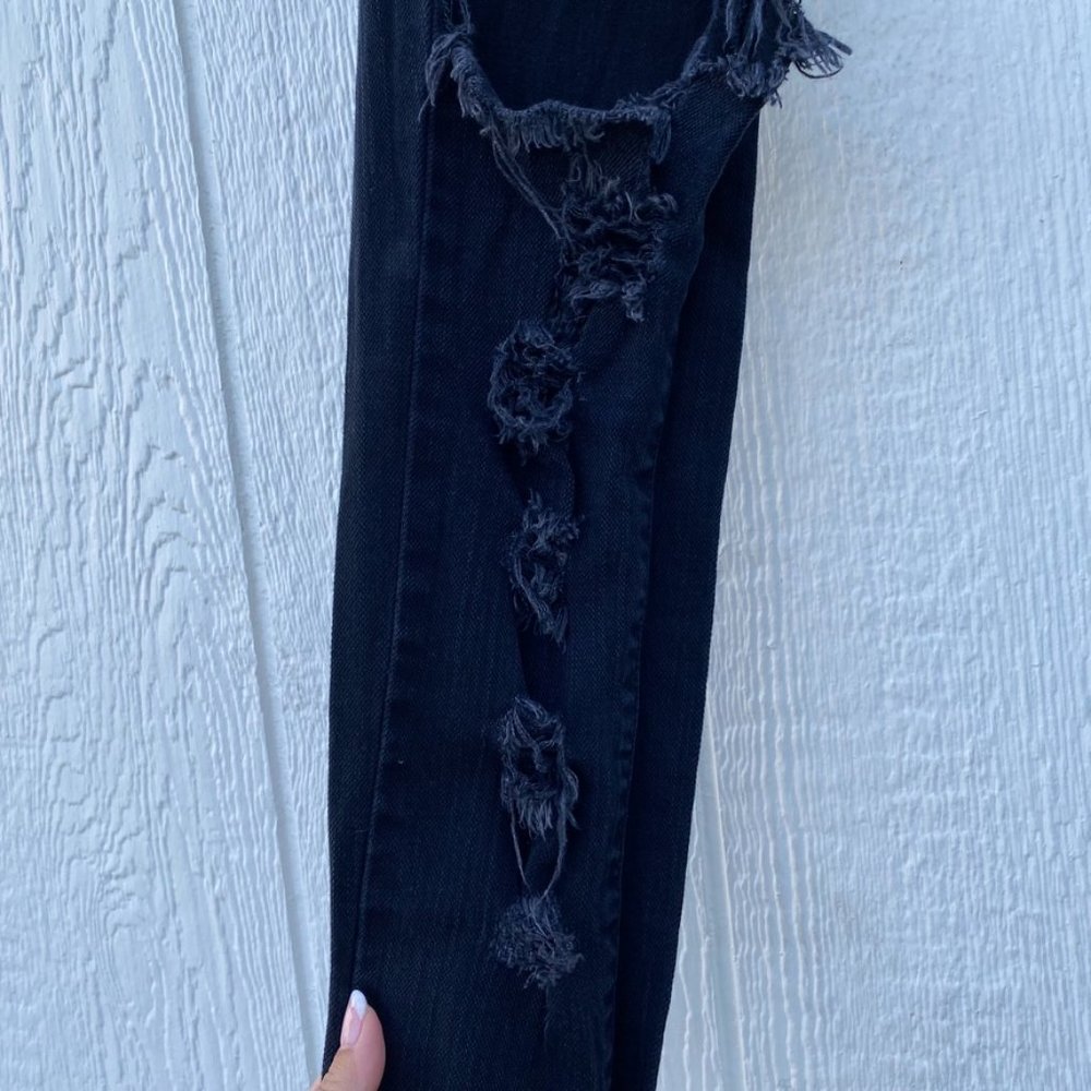 Carmar Destroyed Black Denim Jeans Ripped Distressed Size 27 - Picture 9 of 10